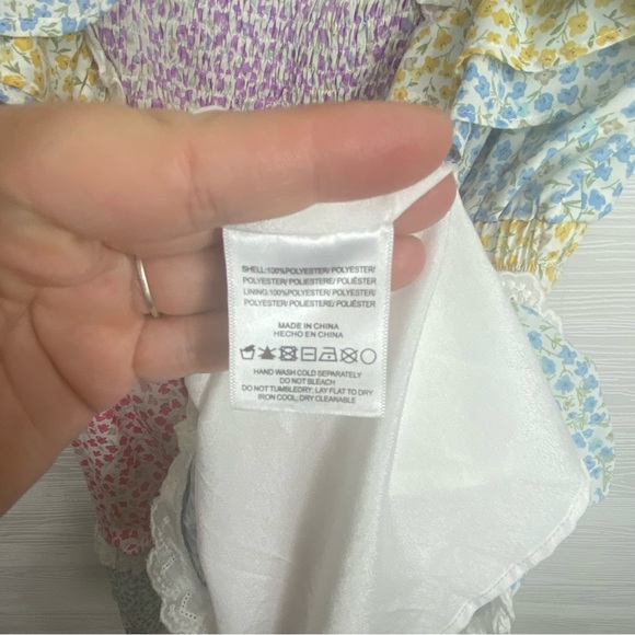 Stellah Womens Smocked Ruffle Mini Dress, Blue - Picture 9 of 9